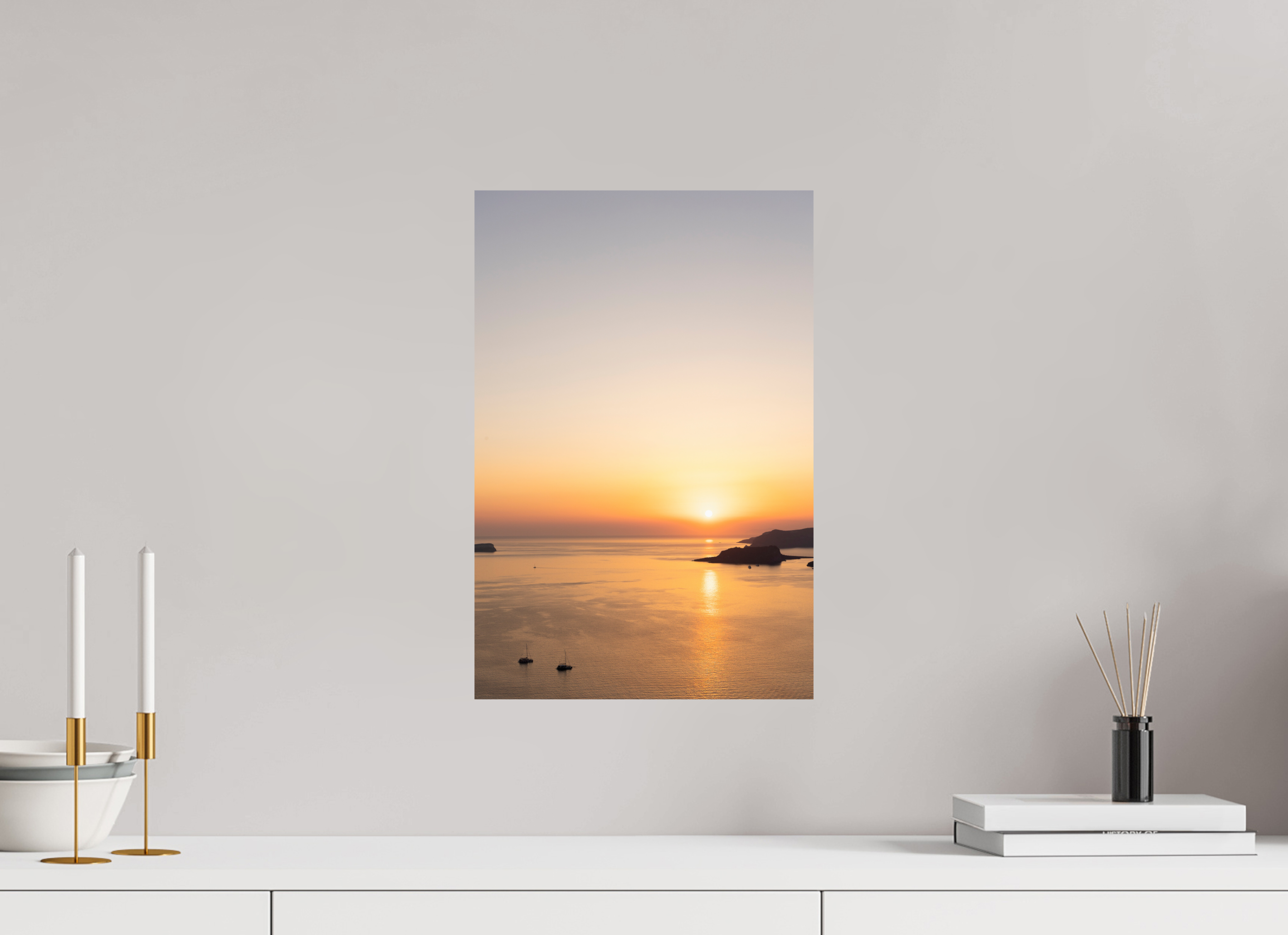 30 x 45 cm, Fine Art Print – Classic Golden Horizon | Santorini Fine Art Print