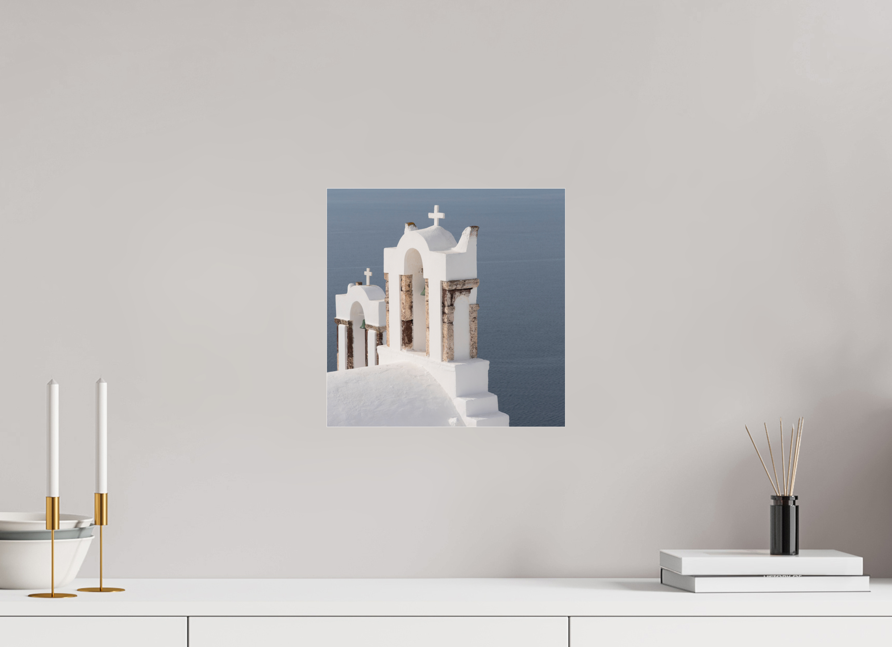 30 x 30 cm, Photo Print Under Acrylic Glass Bells Above the Aegean