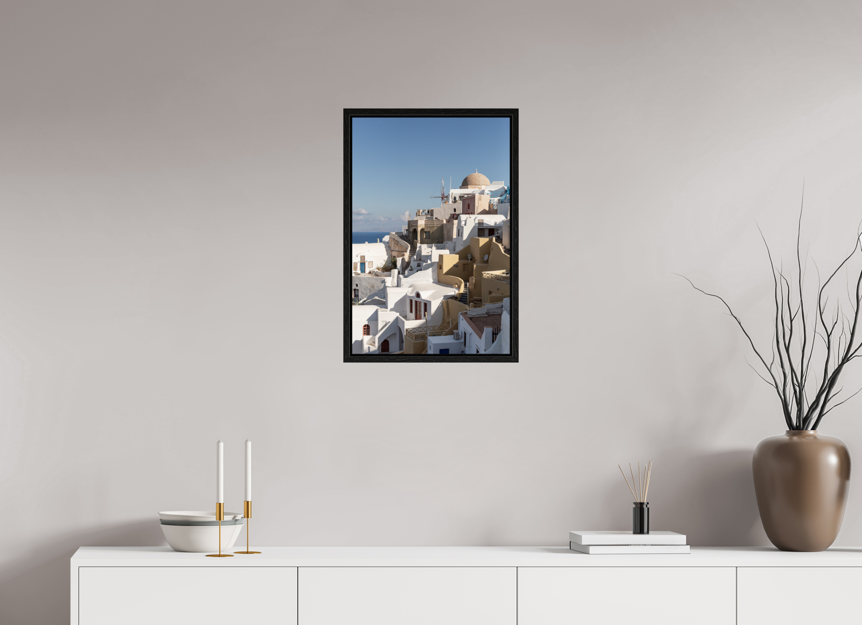 40 x 60 cm, Floater Frame Oia Windmills | Santorini Fine Art Print