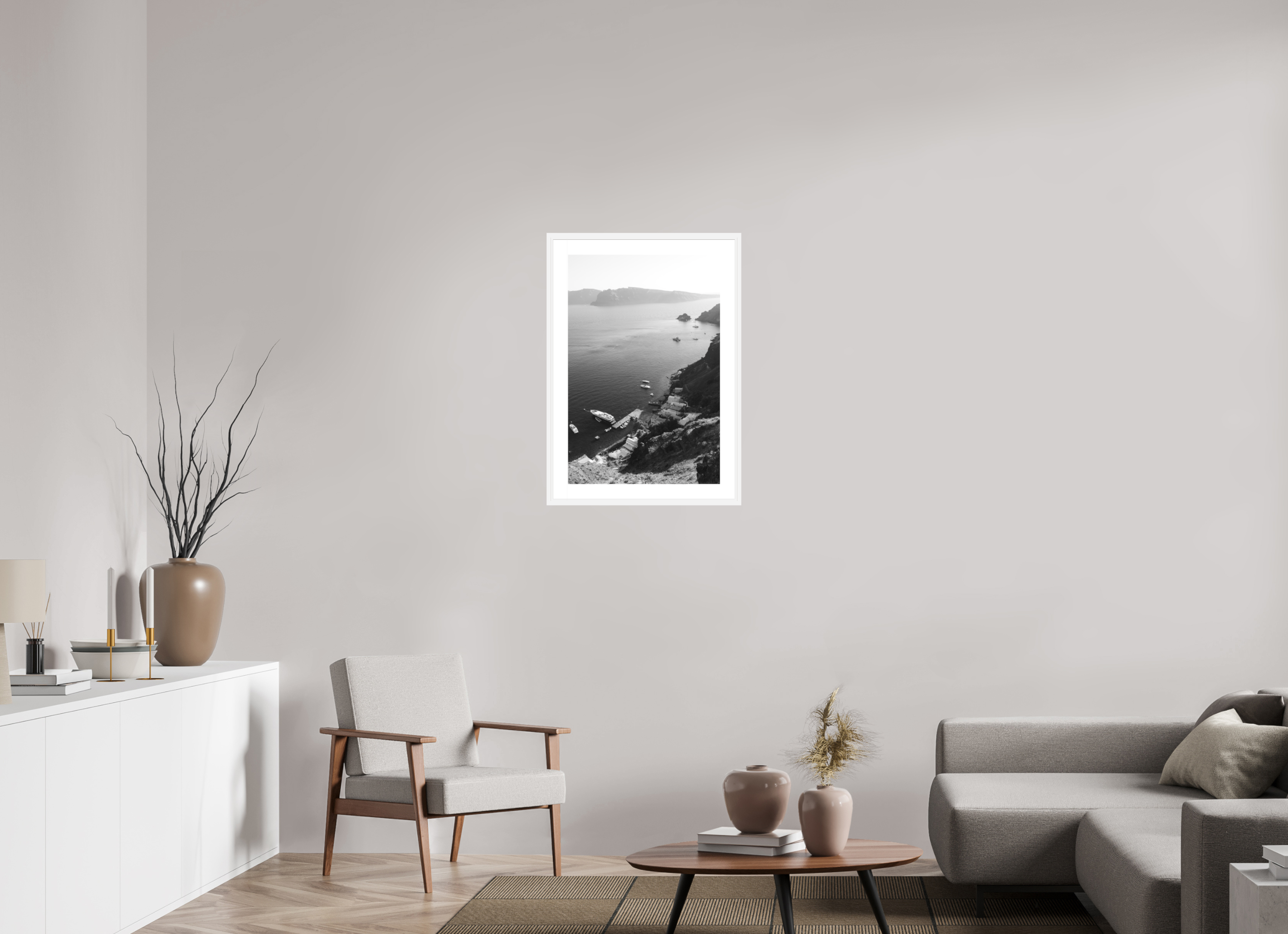50 x 75 cm, Framed Fine Art Print – White Frame Armeni Bay