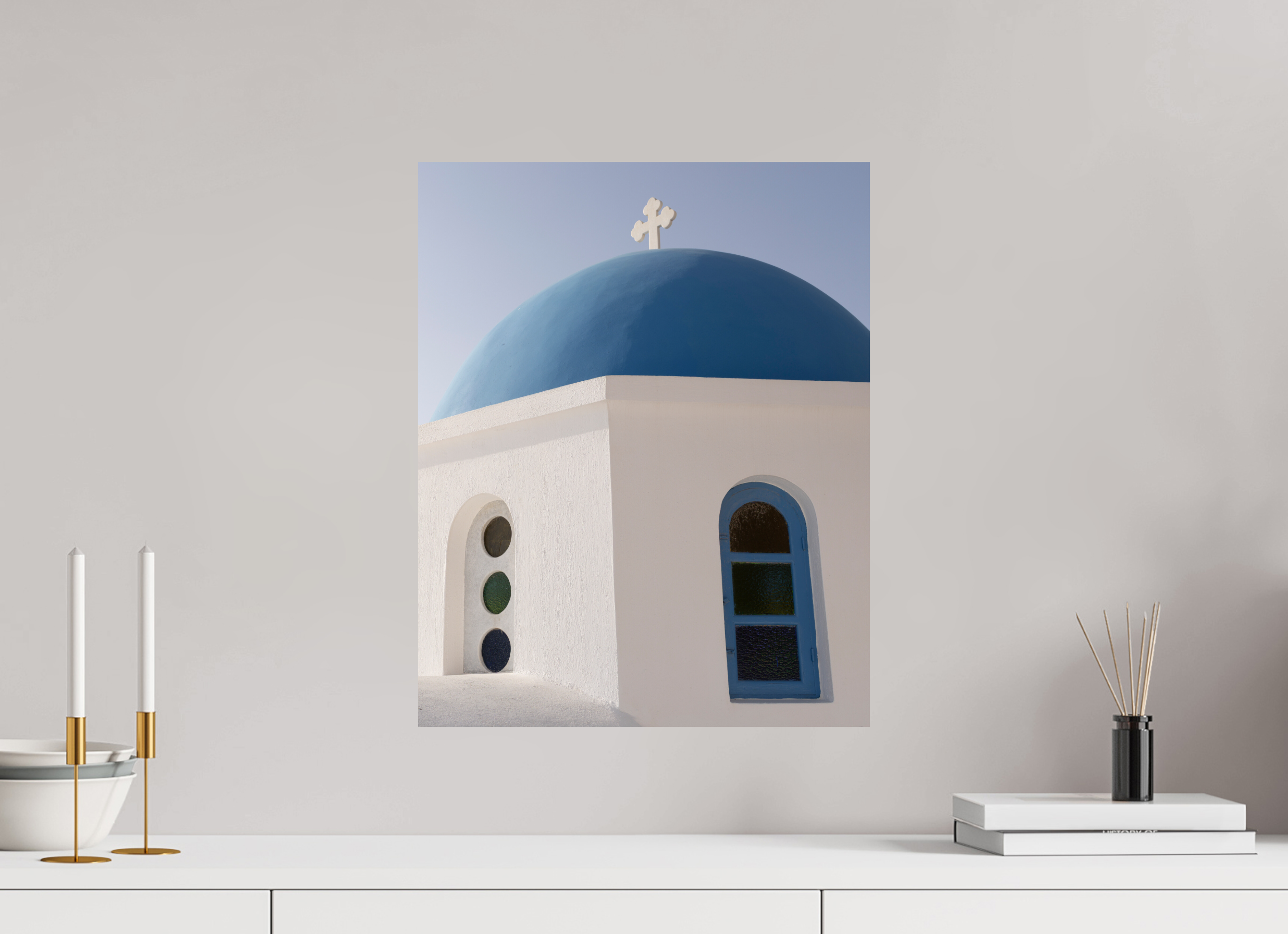 40 x 50 cm, Fine Art Print – Classic Oia Blue Dome Close-Up | Santorini Fine Art Print