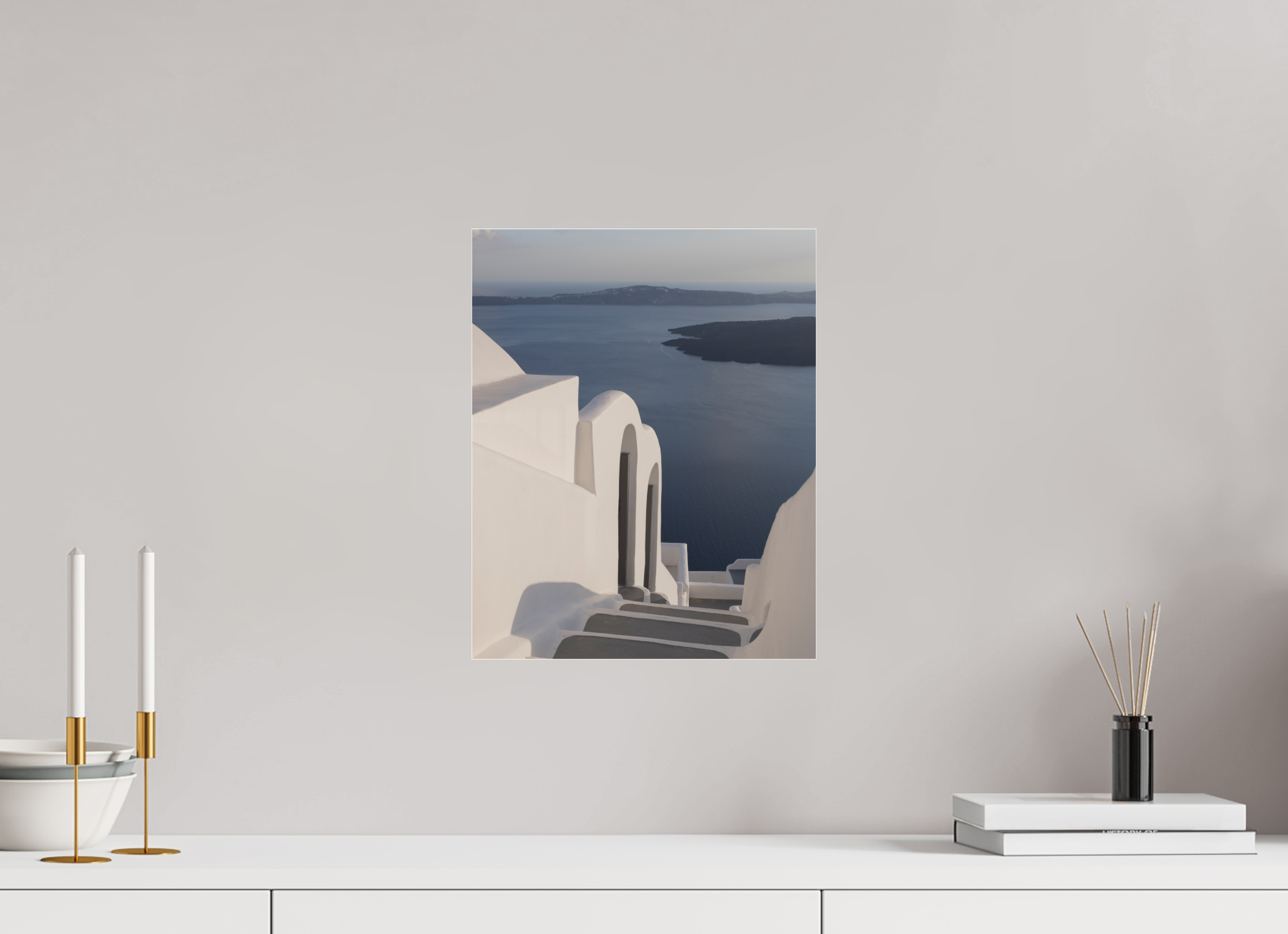 30 x 37.5 cm, Photo Print Under Acrylic Glass Steps to the Caldera | Santorini Fine Art Print