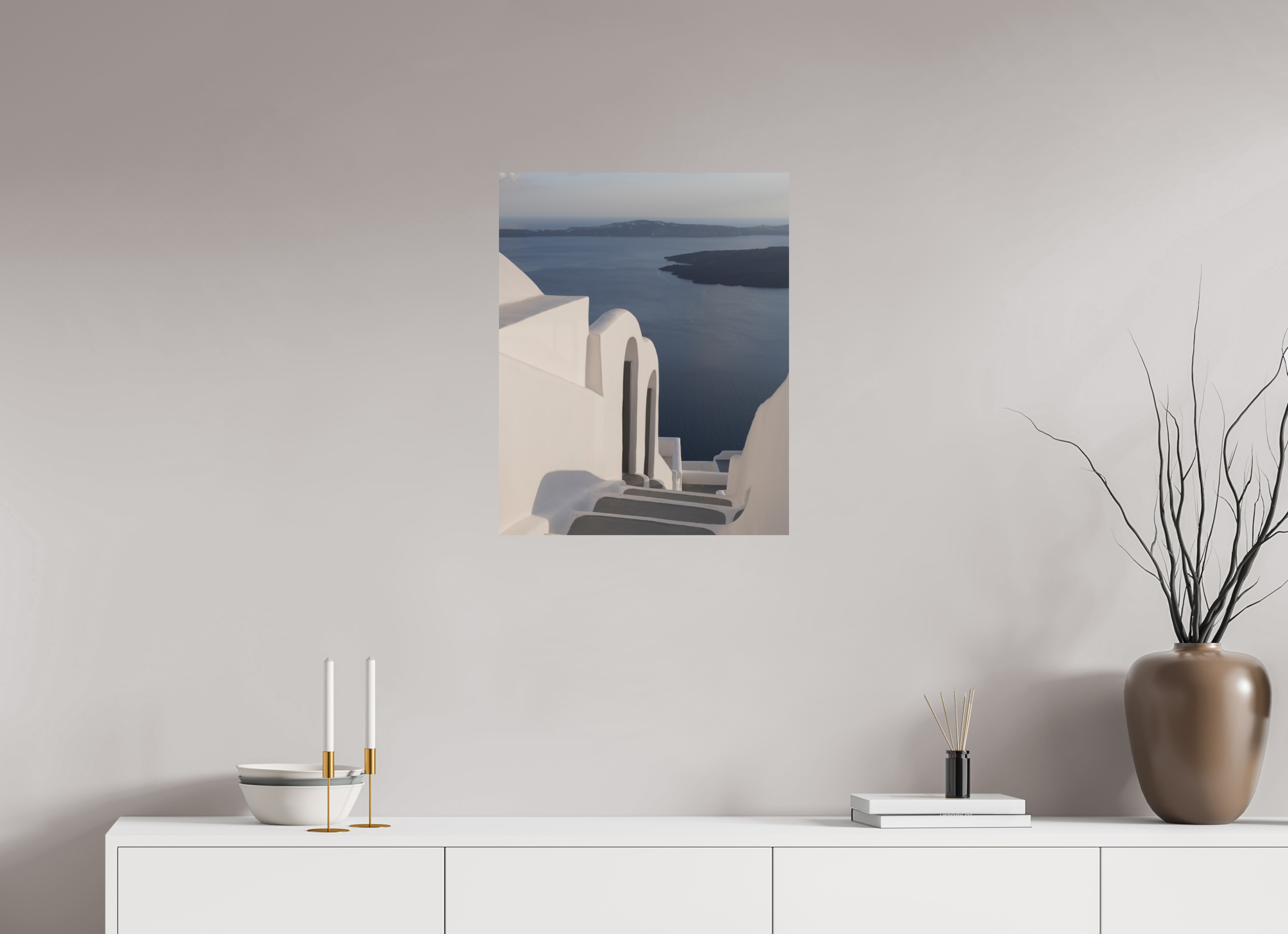 50 x 62.5 cm, Fine Art Print – Classic Steps to the Caldera | Santorini Fine Art Print