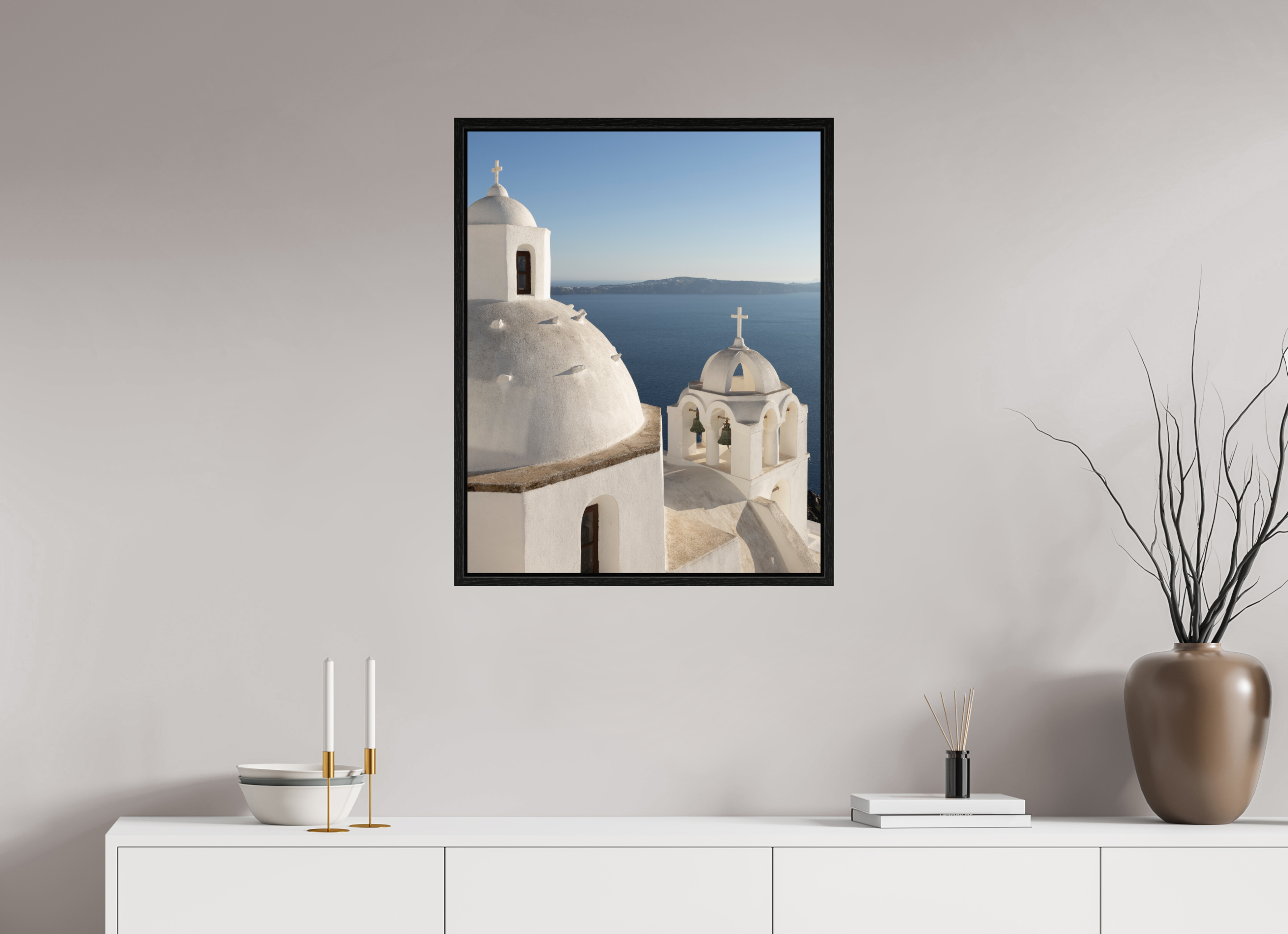 60 x 75 cm, Floater Frame Bells of Fira