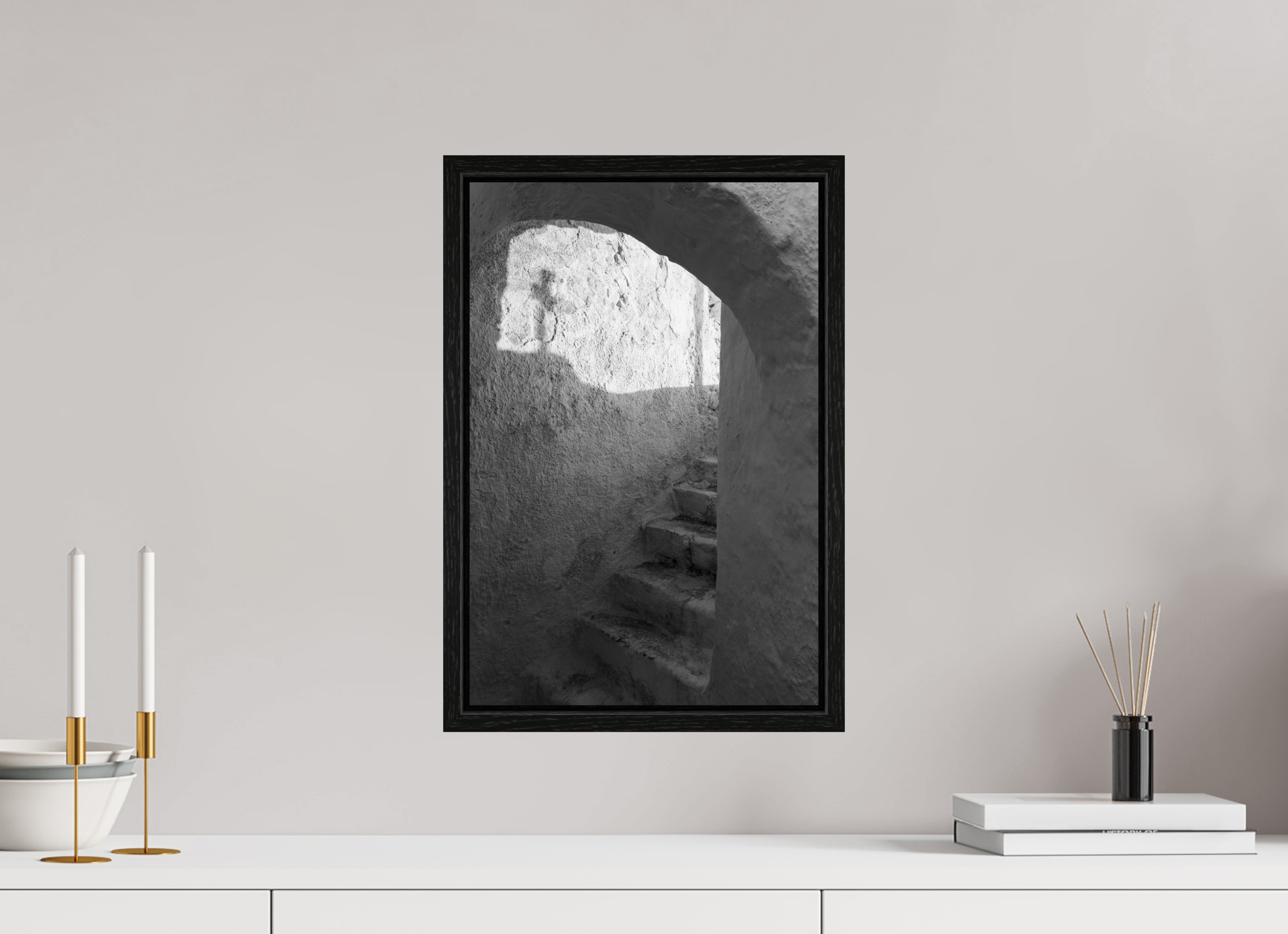 30 x 45 cm, Floater Frame The Passage | Santorini Fine Art Print