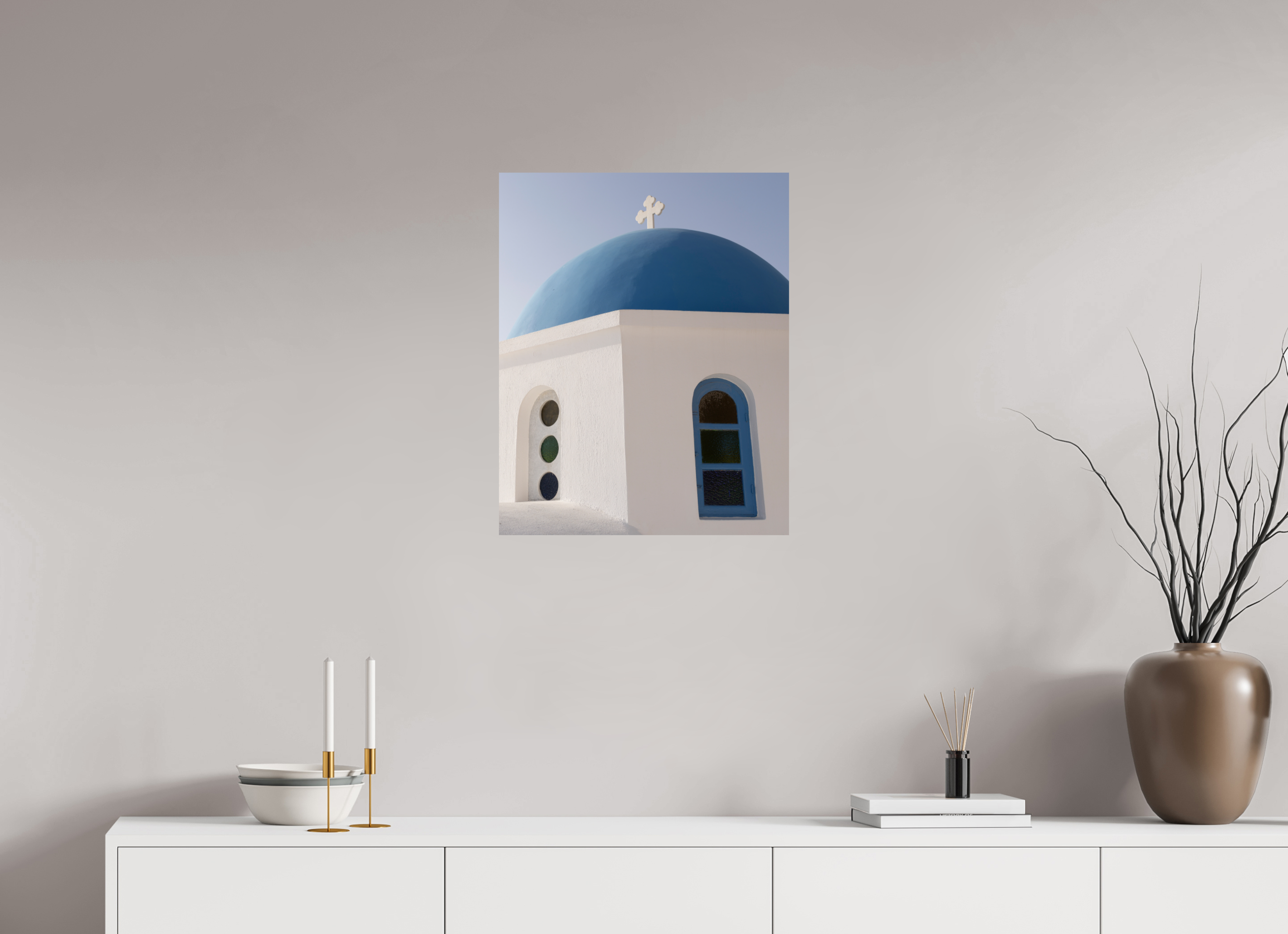 50 x 62.5 cm, Fine Art Print – Classic Oia Blue Dome Close-Up | Santorini Fine Art Print