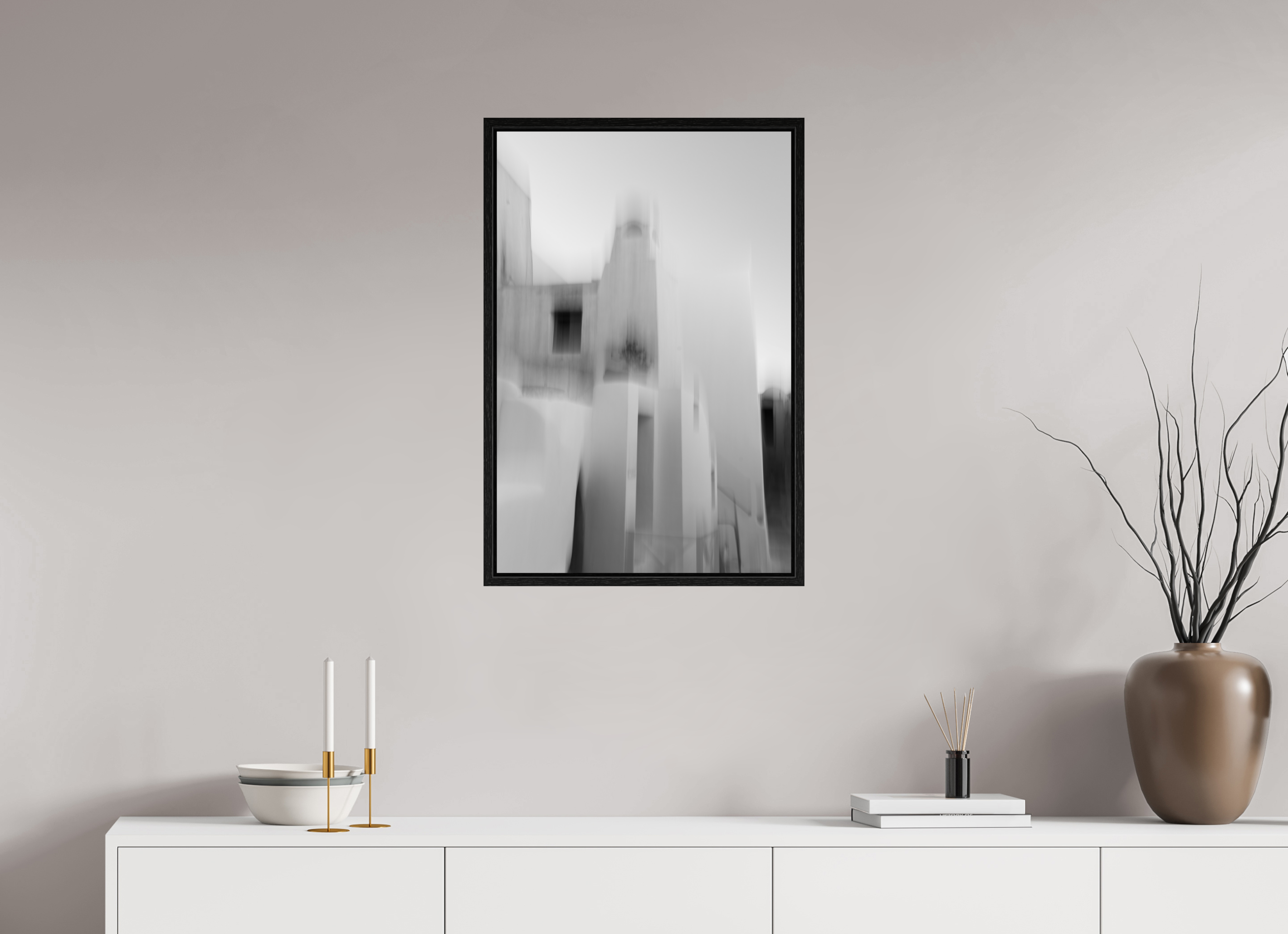 50 x 75 cm, Black Oak Floater Frame Fading Walls, Emborio