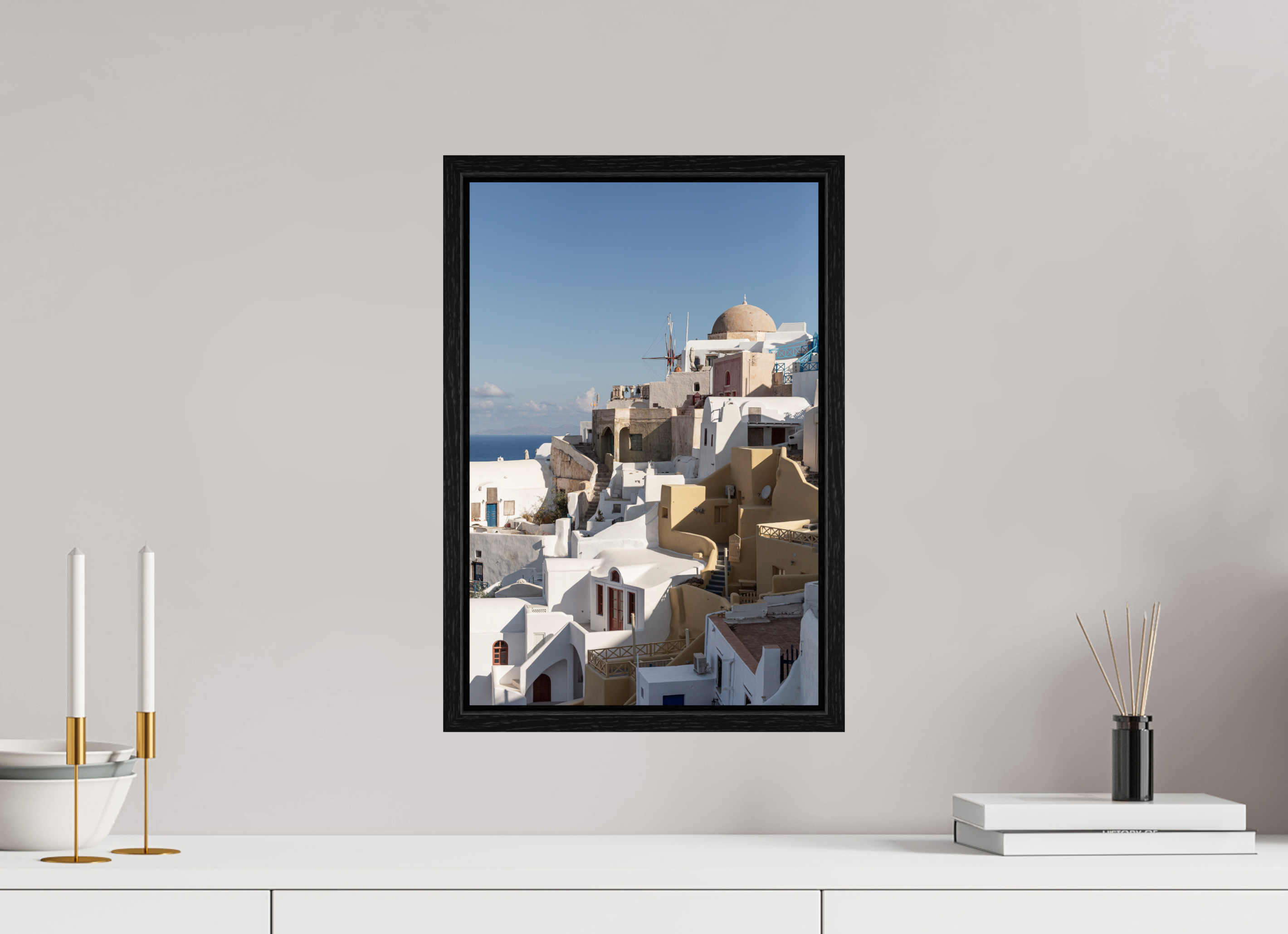 30 x 45 cm, Floater Frame Oia Windmills | Santorini Fine Art Print