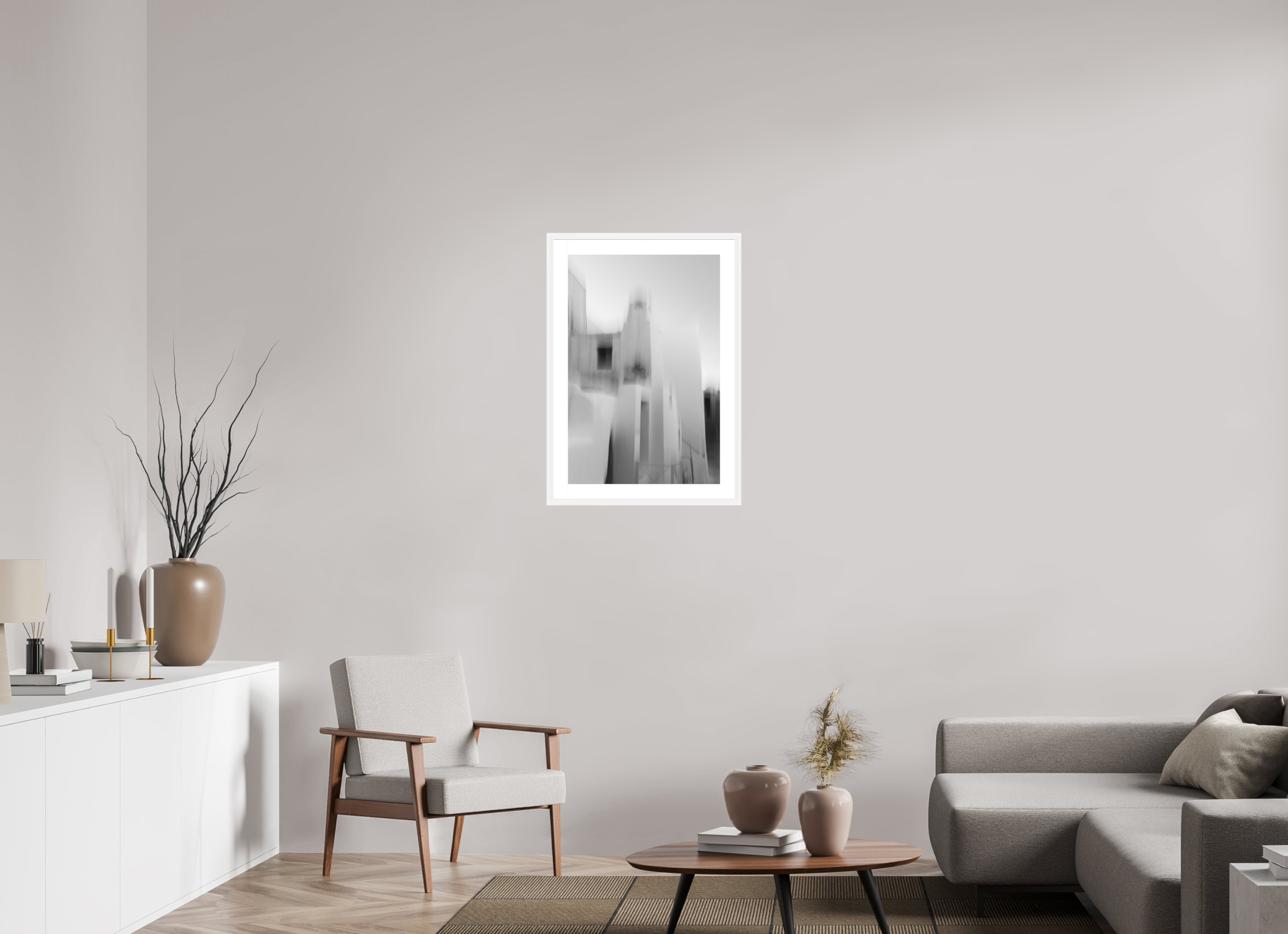 50 x 75 cm, Framed Fine Art Print – Black Frame Fading Walls, Emborio