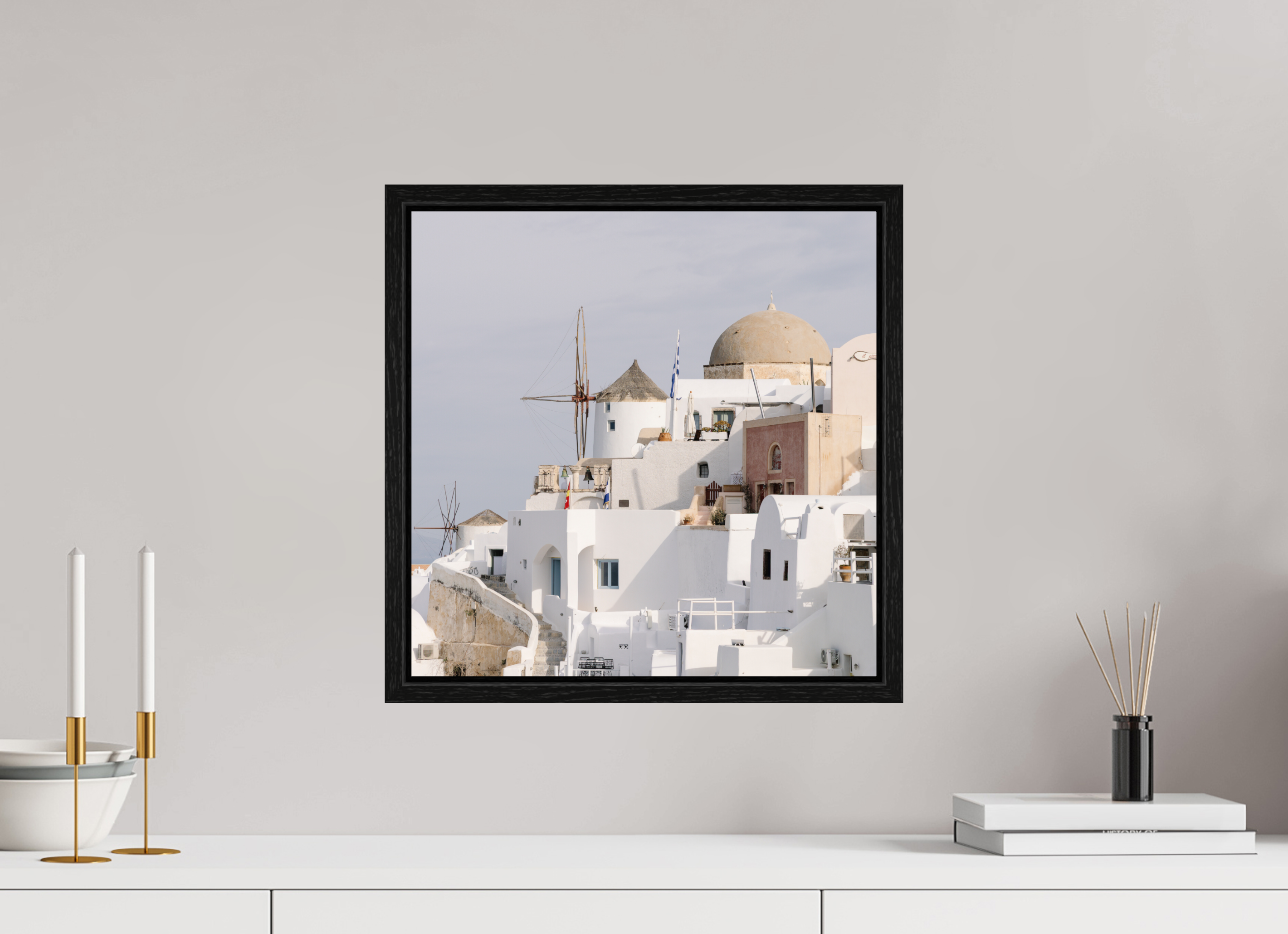 40 x 40 cm, Black Oak Floater Frame Above Oia