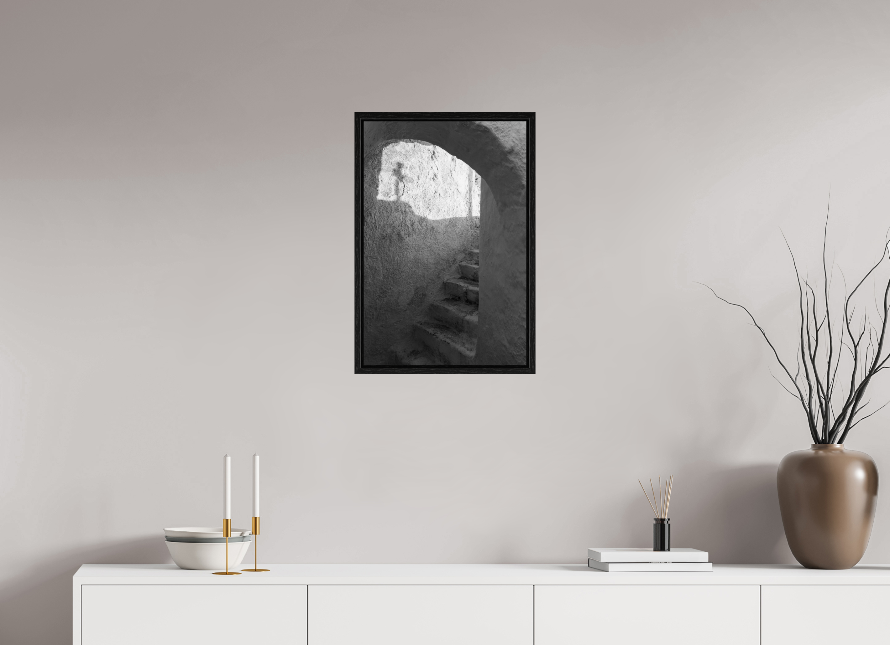 40 x 60 cm, Floater Frame The Passage | Santorini Fine Art Print