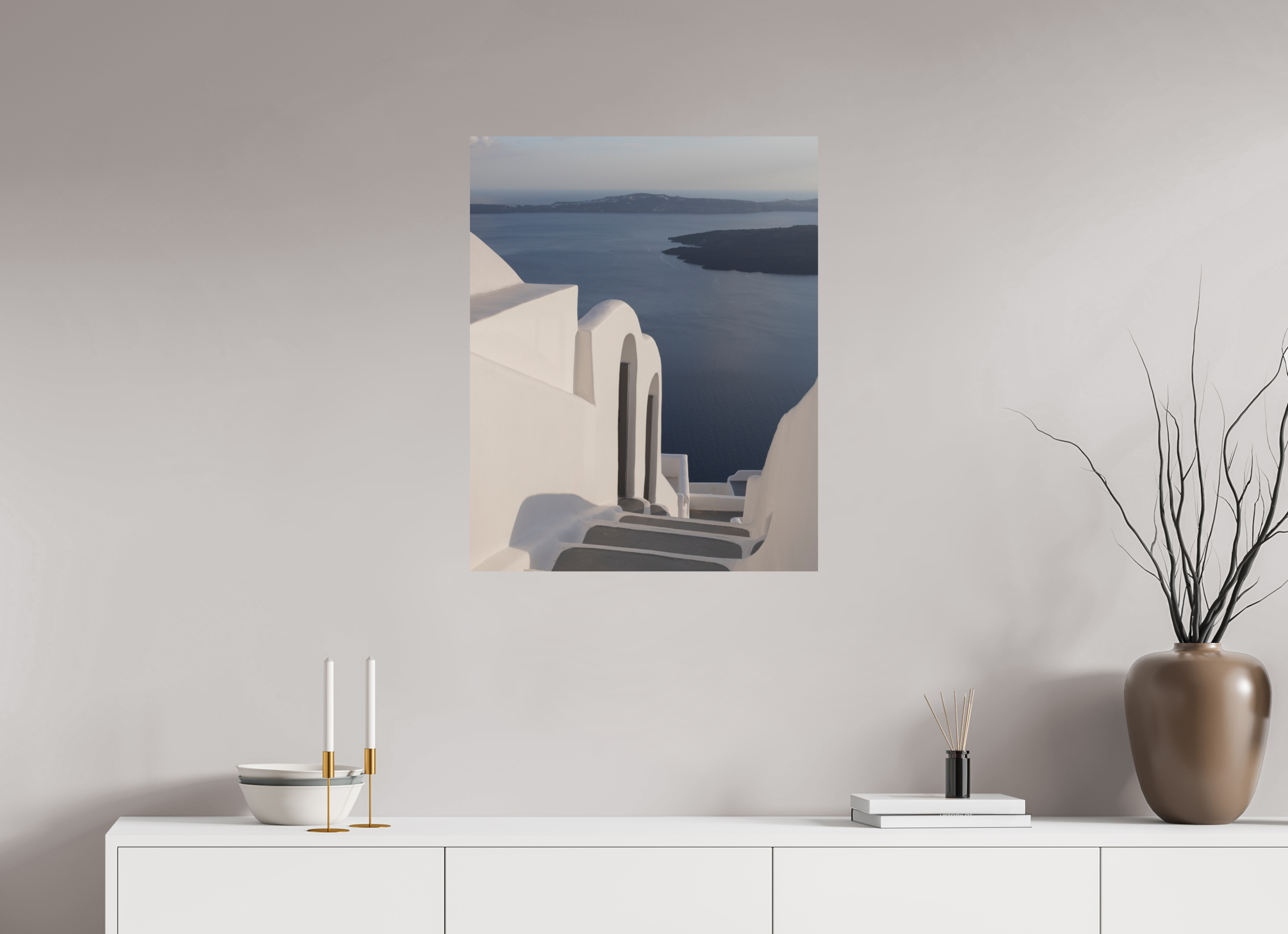60 x 75 cm, Fine Art Print – Classic Steps to the Caldera | Santorini Fine Art Print