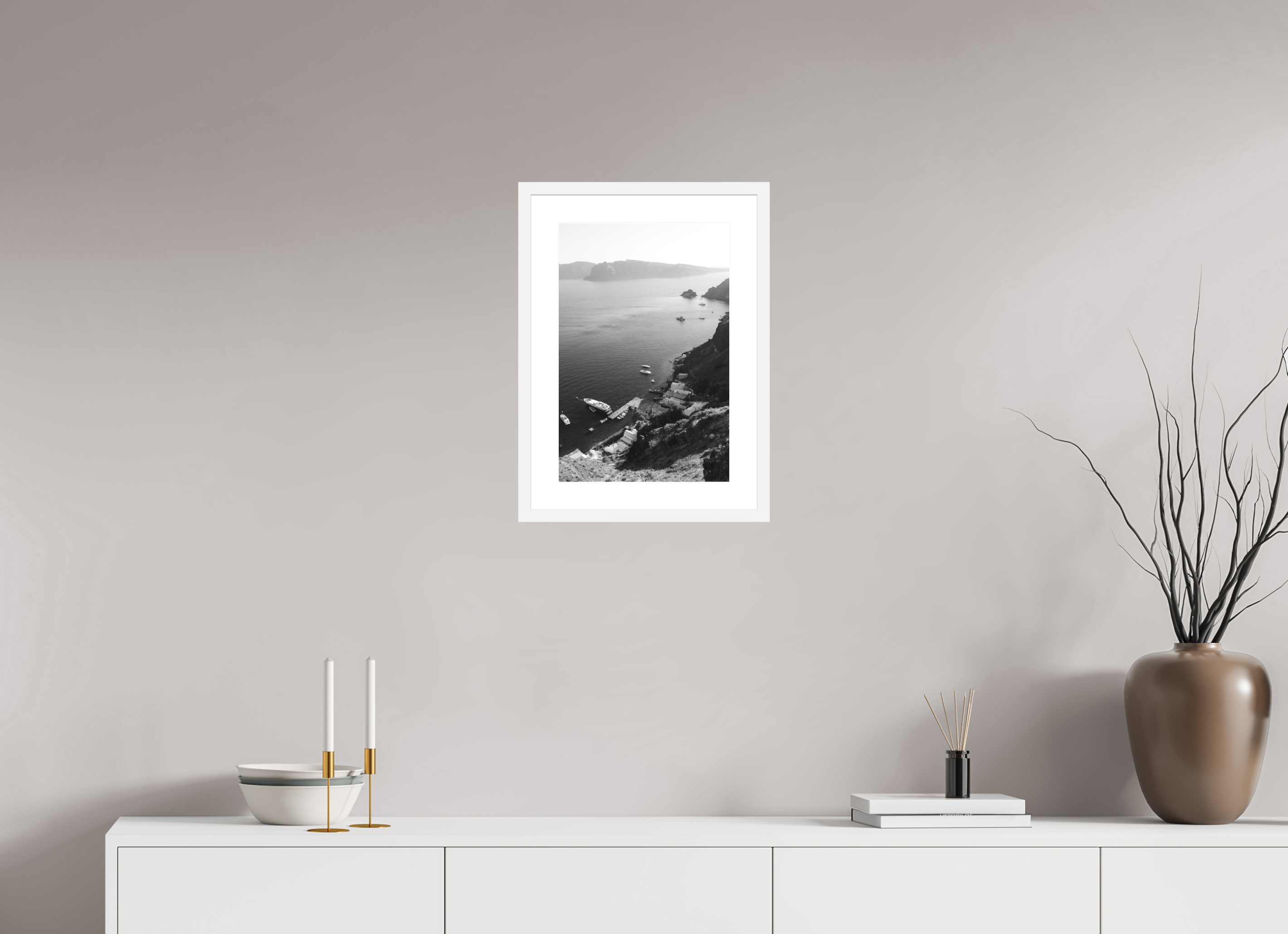 30 x 45 cm, Framed Fine Art Print – White Frame Armeni Bay