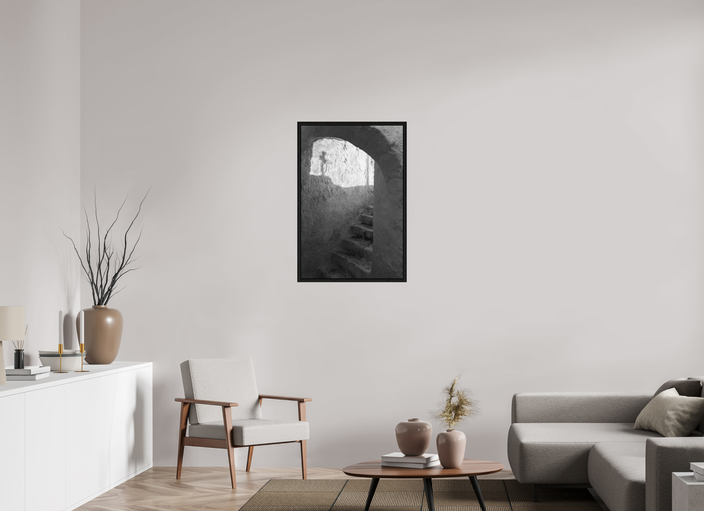 60 x 90 cm, Floater Frame The Passage | Santorini Fine Art Print