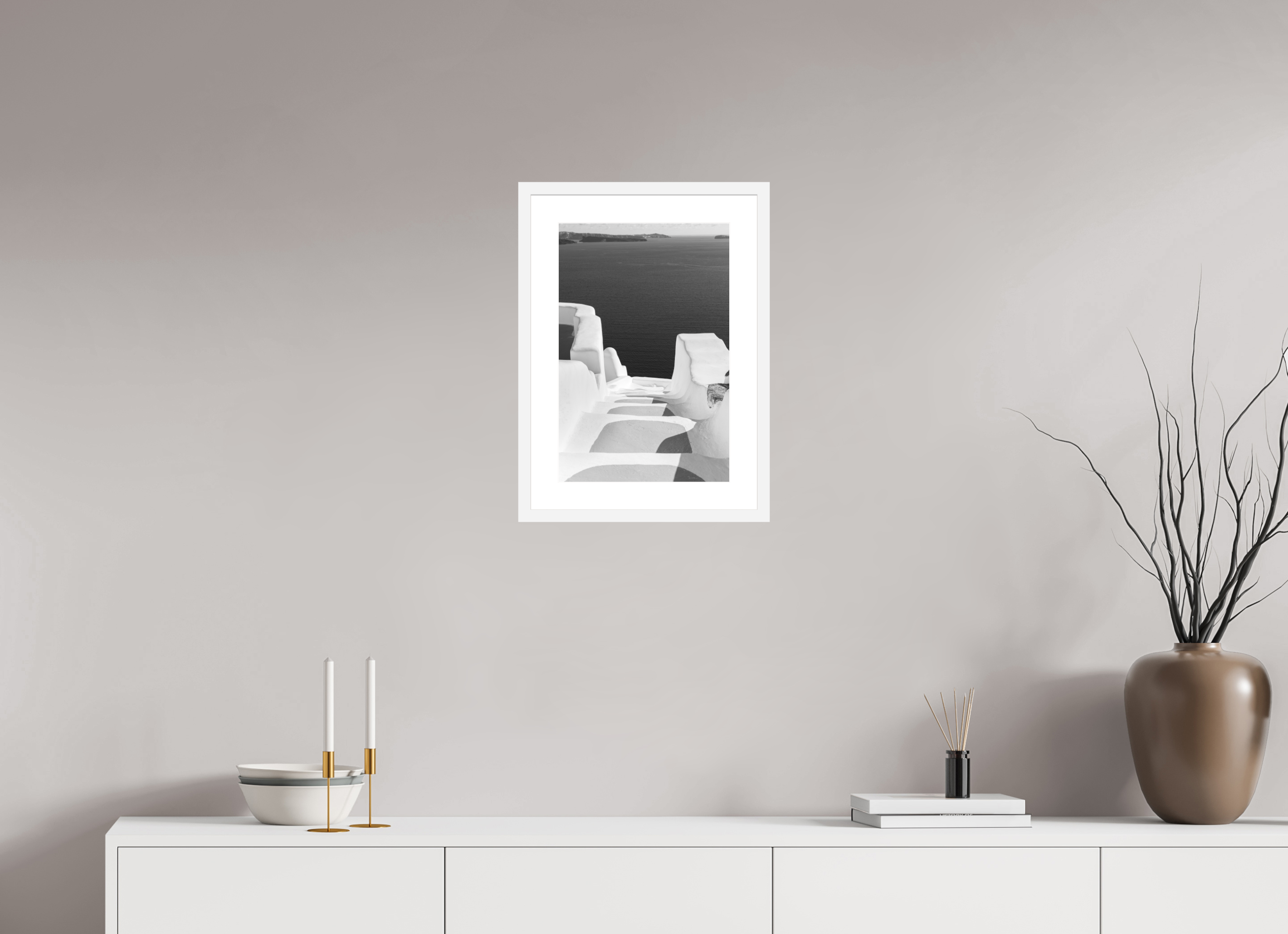 30 x 45 cm, Framed Fine Art Print – White Frame Descent