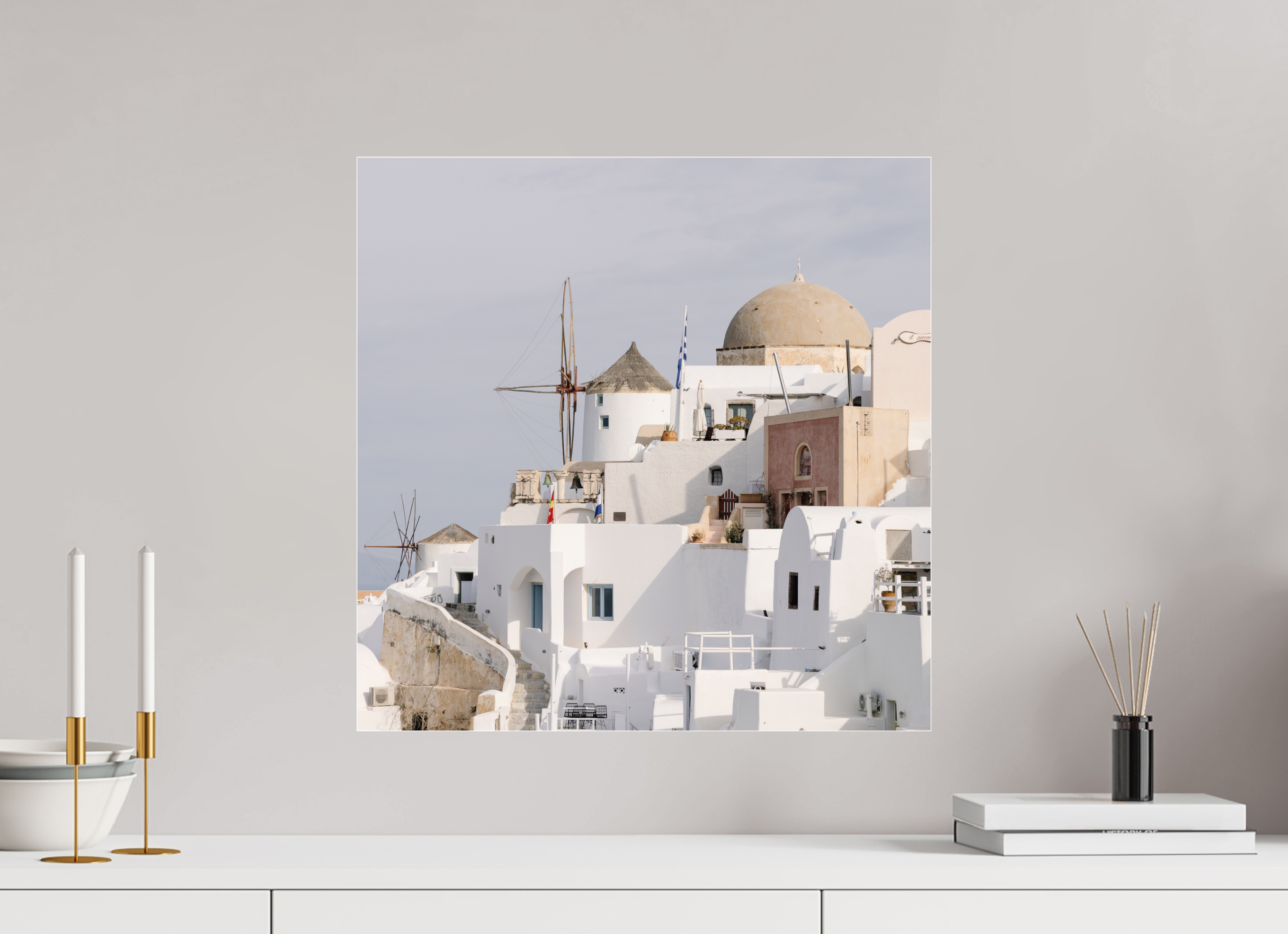 50 x 50 cm, Photo Print Under Acrylic Glass Above Oia