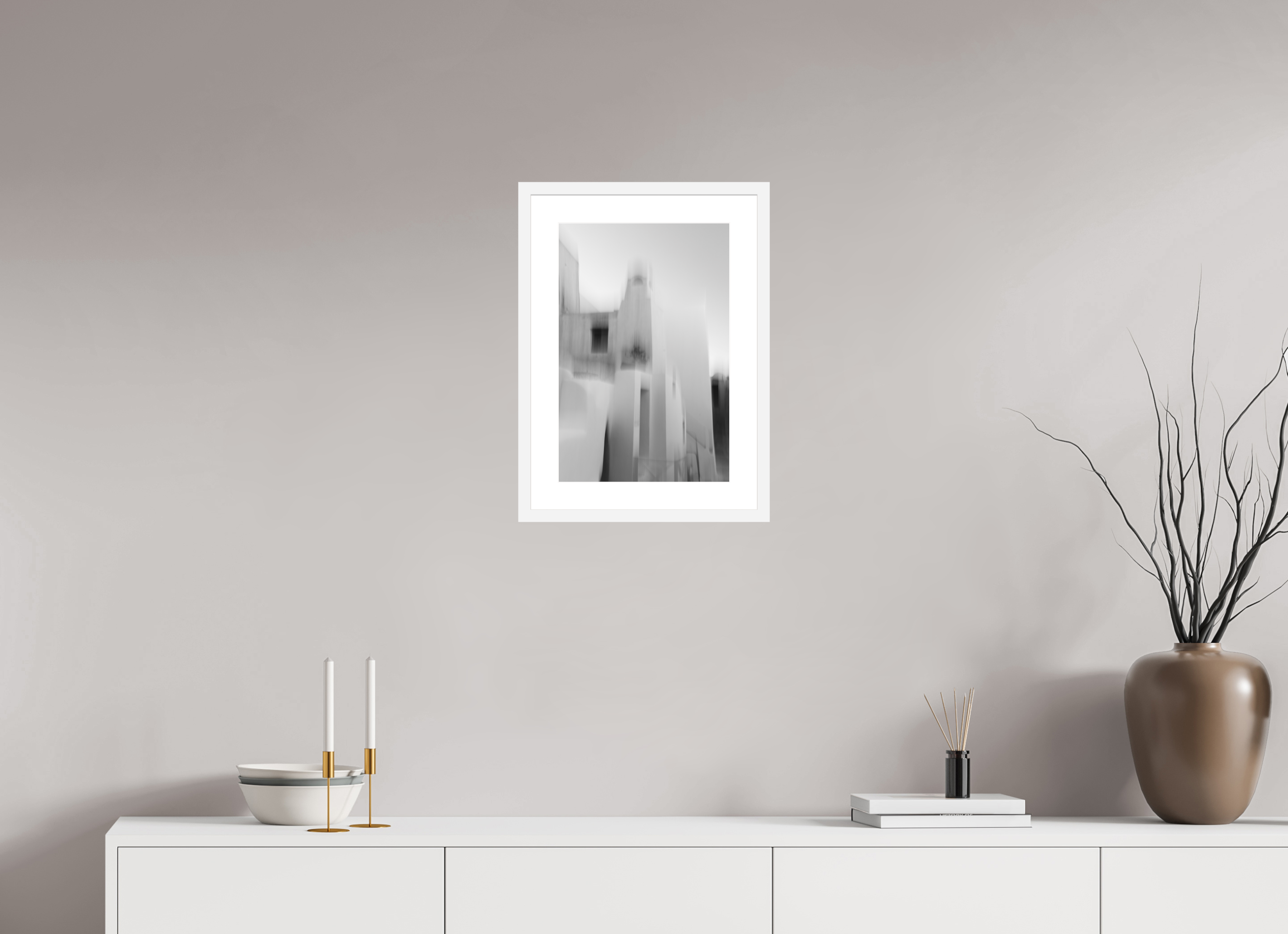 30 x 45 cm, Framed Fine Art Print – Black Frame Fading Walls, Emborio
