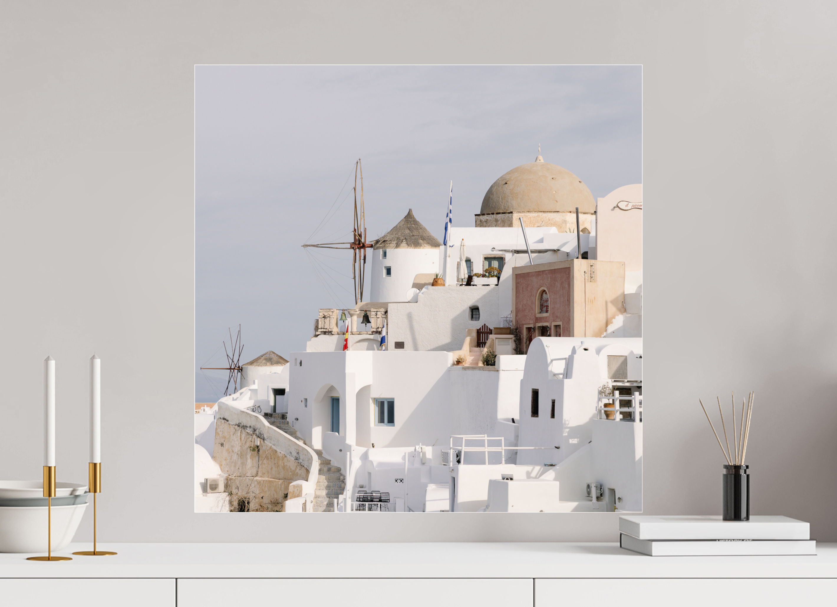 60 x 60 cm, Photo Print Under Acrylic Glass Above Oia
