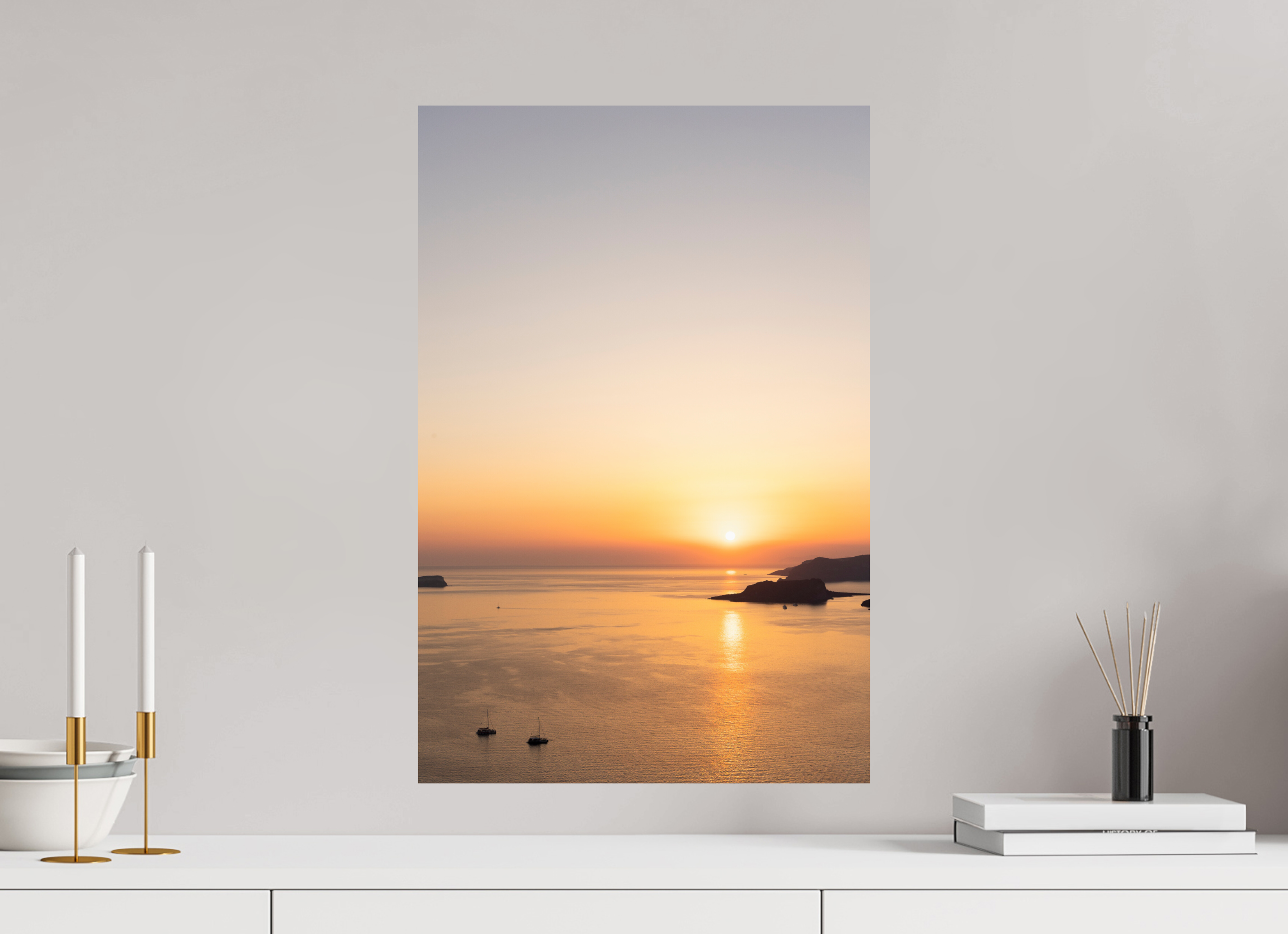 40 x 60 cm, Fine Art Print – Classic Golden Horizon | Santorini Fine Art Print