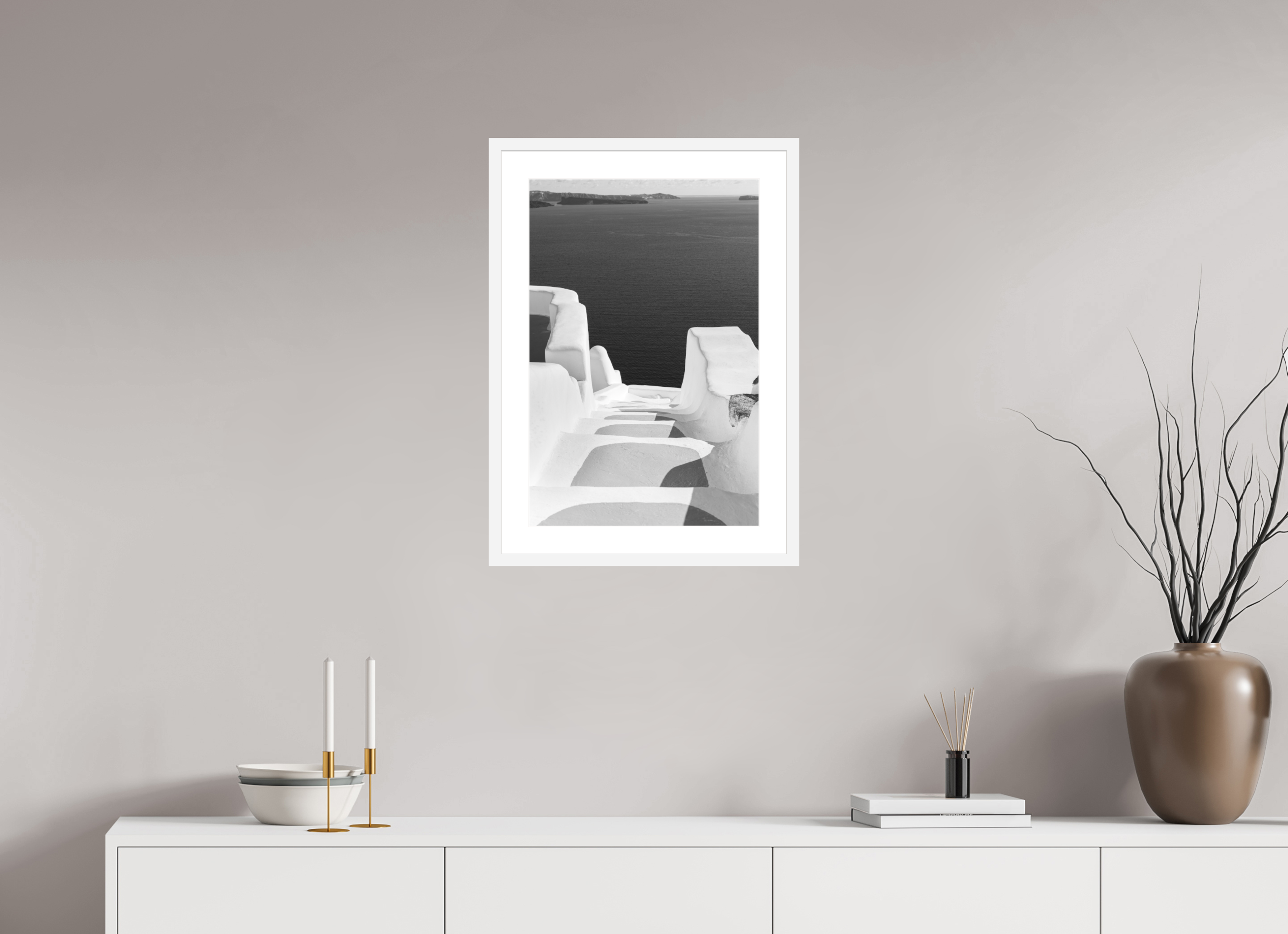 40 x 60 cm, Framed Fine Art Print – White Frame Descent