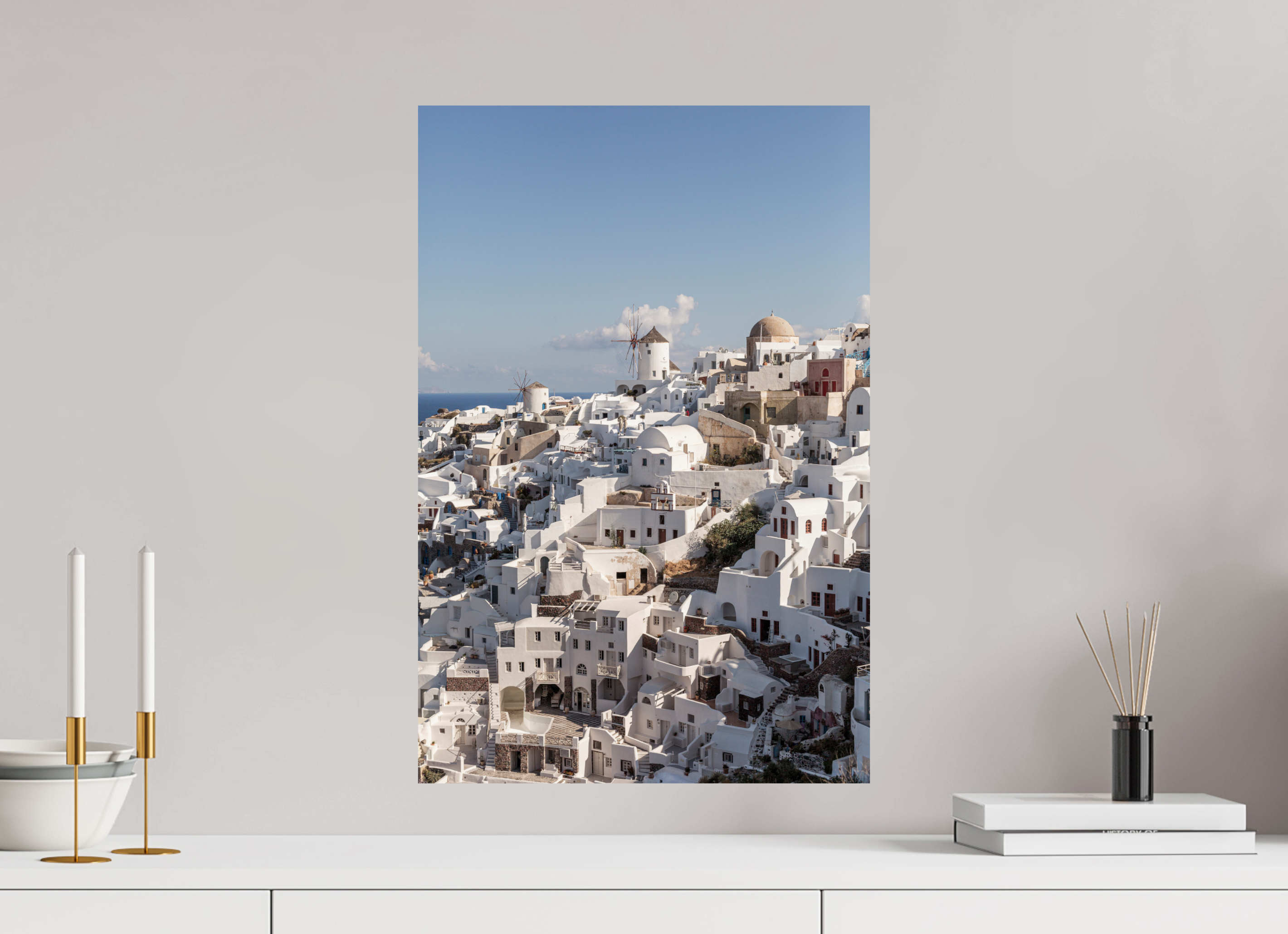 40 x 60 cm, Fine Art Print – Classic Oia Windmills Panorama | Santorini Fine Art Print