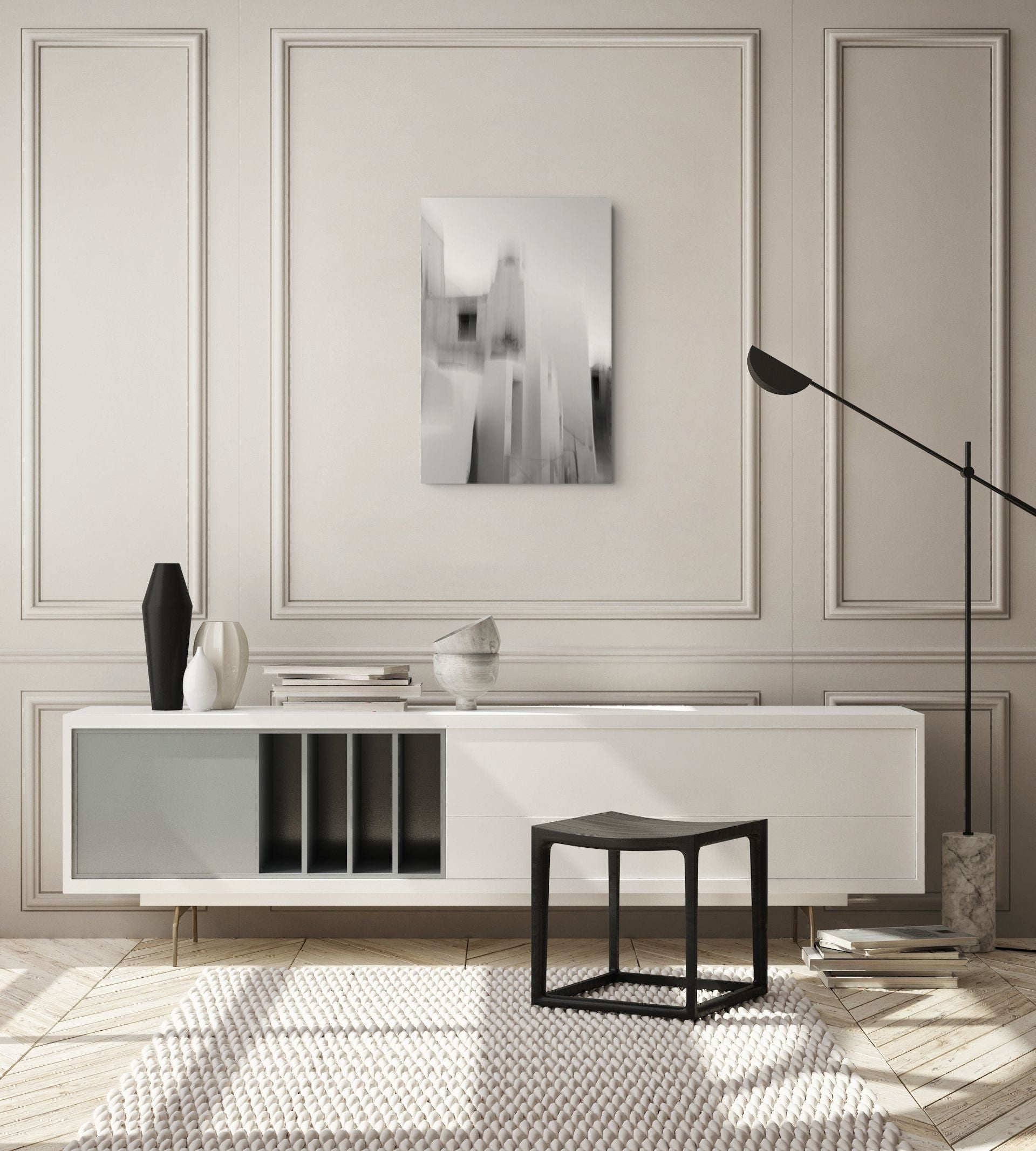 Fading Walls, Emborio black and white Santorini fine art print