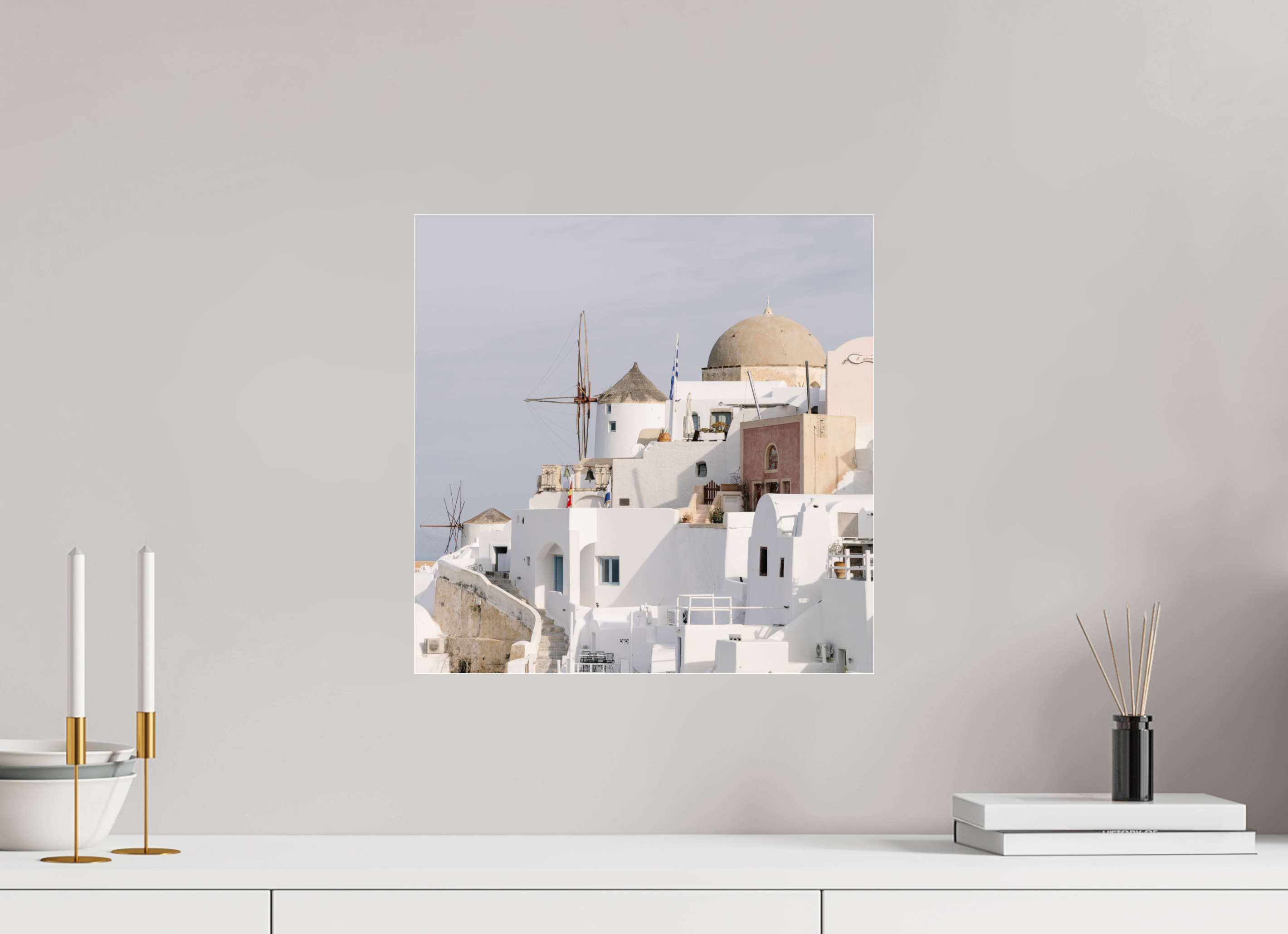 40 x 40 cm, Photo Print Under Acrylic Glass Above Oia